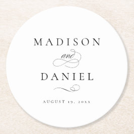Moderne klassische Script-Hochzeit Runder Pappuntersetzer