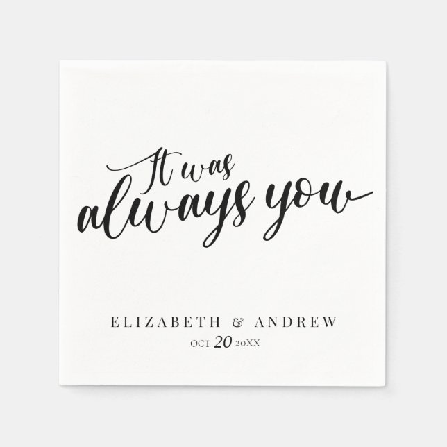 Moderne klassische Script-Hochzeit Serviette (Vorderseite)