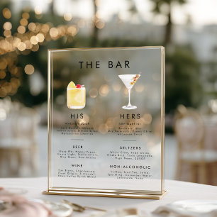 Moderne klassische Signature Drinks Bar Menükarte Acrylschild