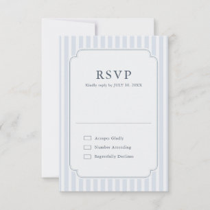 Moderne klassische Streifen Hochzeit in staubigem RSVP Karte