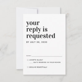 Moderne klassische Typografie-Antwort Hochzeitssze RSVP Karte