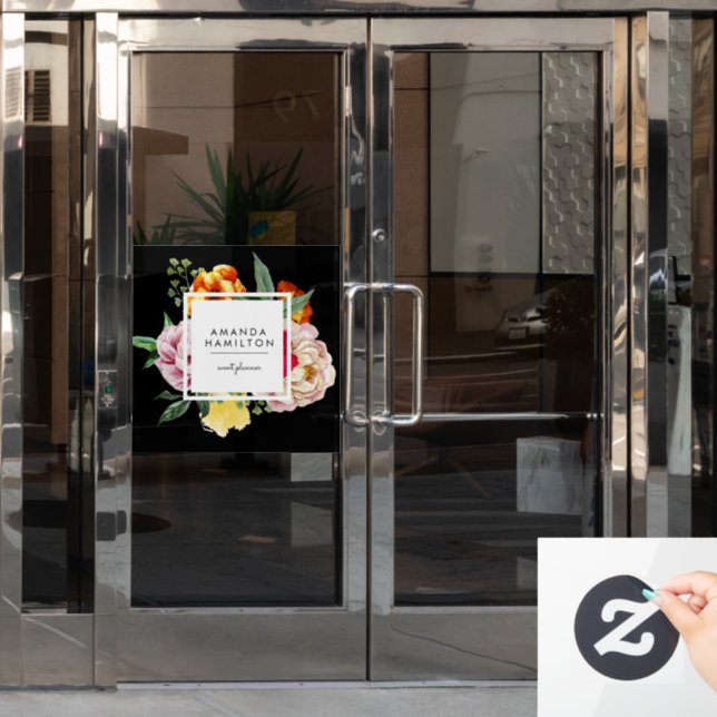 Moderne klassische Wasserfarbenpeony floral CUSTOM Fensteraufkleber (Büro Tür)