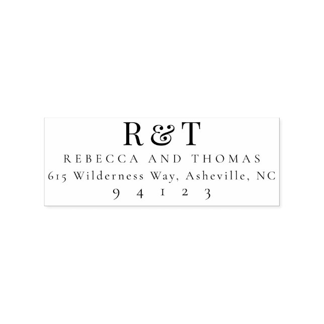 Moderne klassische Wedding Monogram Rücksendeadres Gummistempel (Prägung)
