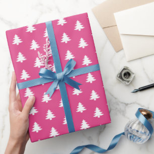 Moderne klassische weiße Weihnachtsbaumen auf Ros Geschenkpapier