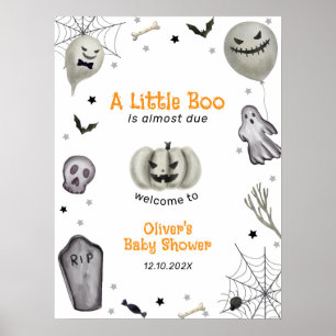 Moderne kleine Boo Ghost Boy Babydusche Willkommen Poster