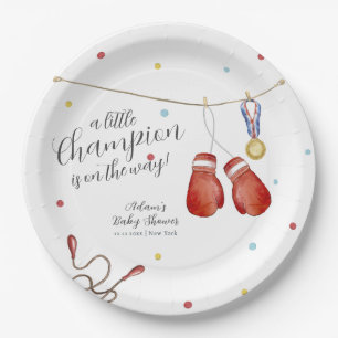 Moderne kleine Champion-Boxsport-Baby-Party Pappteller