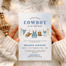 Moderne kleine Cowboy-Baby-Party mit Wäscheleine