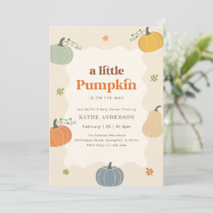 Moderne kleine Kürbis-Herbst-Baby-Party Einladung