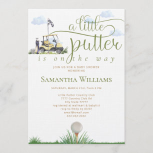 Moderne kleine Putter-Golfer-Grün-Golf-Baby-Party Einladung