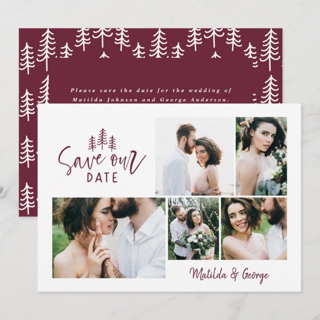 moderne kleine rustikale Hochzeit mit mehreren Fot Save The Date (Vorne/Hinten)