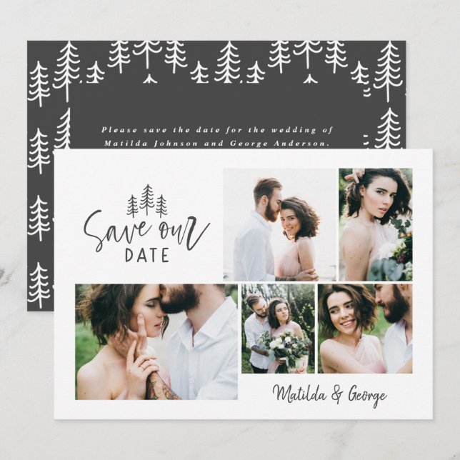 moderne kleine rustikale Hochzeit mit mehreren Fot Save The Date (Vorne/Hinten)