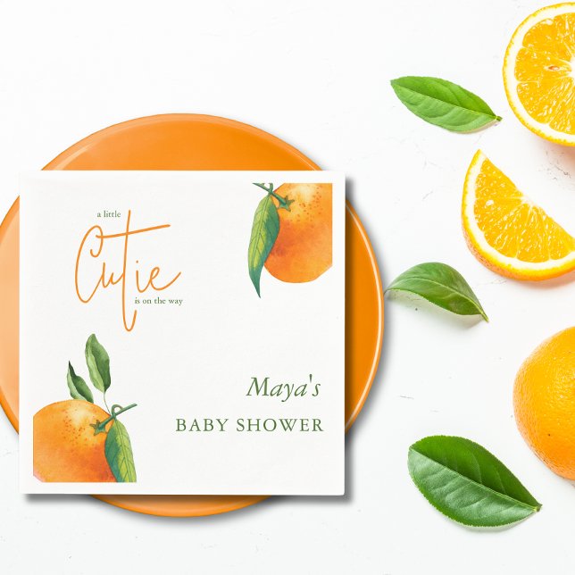 Moderne kleine Süsse Citrus Baby Dusche Serviette (Von Creator hochgeladen)