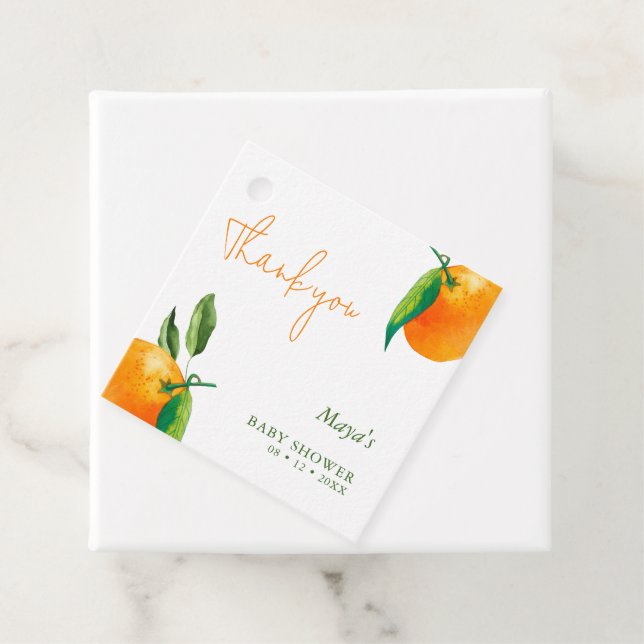 Moderne kleine Süsse Citrus Baby Dusche Vielen Dan Geschenkanhänger (Beispiel)