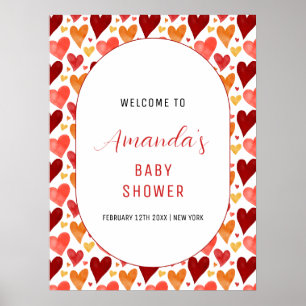 Moderne kleine Sweetheart Babydusche Willkommen Poster