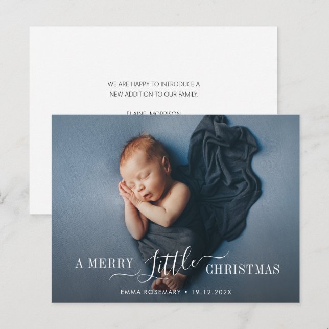 moderne kleine Weihnachtsankündigungskarte Postkarte (Vorne/Hinten)
