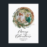 Moderne Kleinschreibung Weihnachts Feiertagspostkarte<br><div class="desc">Moderne minimale Blatt Kranz-Skript Frohe Weihnachtsfeiertage Weihnachtskarte. Handgemalte Eukalyptus,  Kiefernzweig,  minimales Laub und moderne rustikale Kränze verleihen dieser Ferienkarte ein luxuriöses Ambiente. In klassischen Grüntönen,  Braun und Grau.</div>