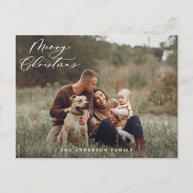 Moderne Kleinschreibung Weihnachts Feiertagspostkarte (Vorderseite)