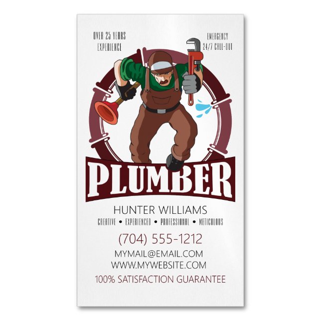 Moderne Klempnerreparatur Handyman Klempner Magnetische Visitenkarte (Vorderseite Vertikal)