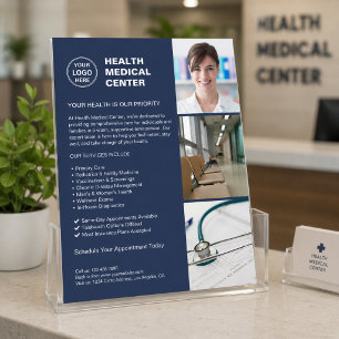 Moderne Klinik Arzt Gesundheitslogo Navy Blau Flyer