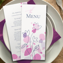 Moderne Konfetti Blätter rosa blau 4 Gänge Menü