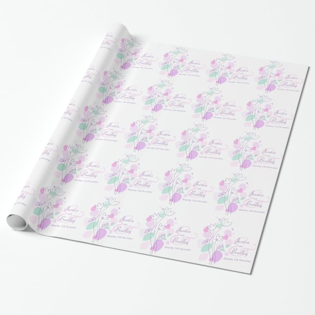 Moderne Konfetti Blume Blätter maßgeschneiderte Ho Geschenkpapier (Ungerollt)