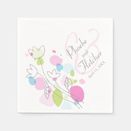 Moderne Konfetti Blume Datum Hochzeit Servietten