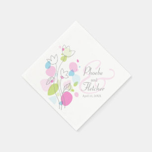 Moderne Konfetti Blume Datum Hochzeit Servietten