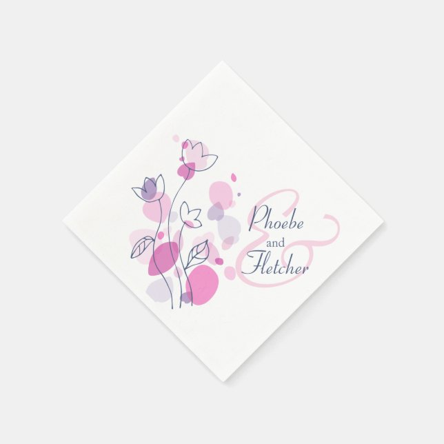 Moderne Konfetti Blume Datum Hochzeit Servietten (Ecke)