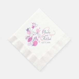 Moderne Konfetti Blume Datum Hochzeit Servietten