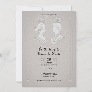 Moderne königliche Hochzeit in Grau für König und  Einladung