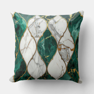 Moderne königliche Smaragdgrüne Mosaik- & Goldkiss Kissen
