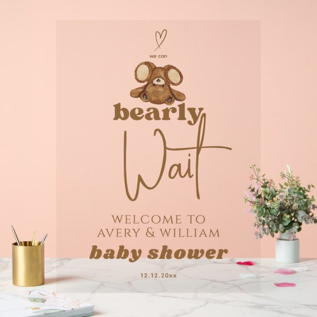Moderne können wir frühzeitig abwarten Baby Dusche Acrylschild (Hochzeit)