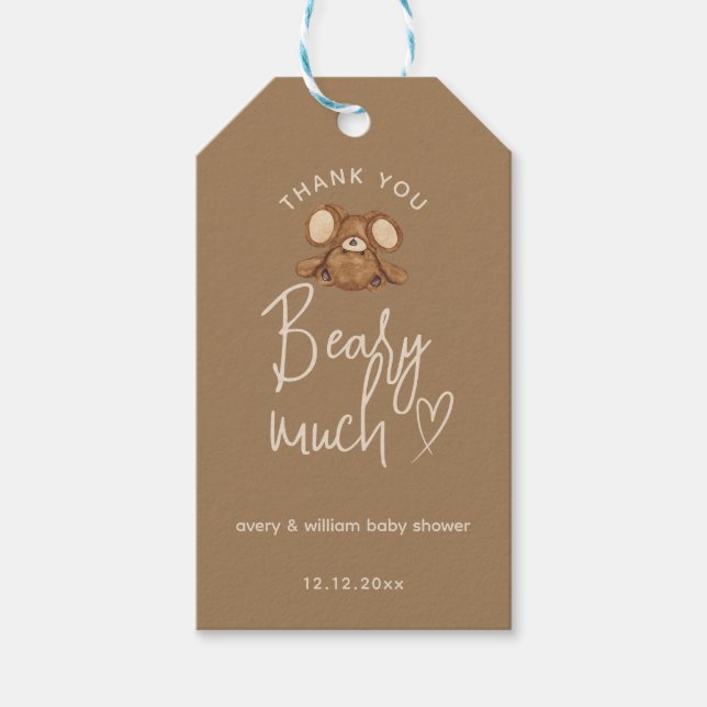 Moderne können wir frühzeitig abwarten Baby Dusche Geschenkanhänger (Vorderseite)