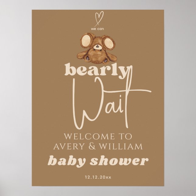 Moderne können wir frühzeitig abwarten Baby Dusche Poster (Vorne)