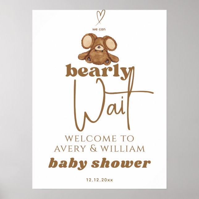 Moderne können wir frühzeitig abwarten Baby Dusche Poster (Vorne)
