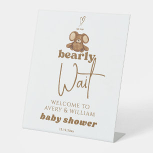 Moderne können wir frühzeitig abwarten Baby Dusche Sockelschild