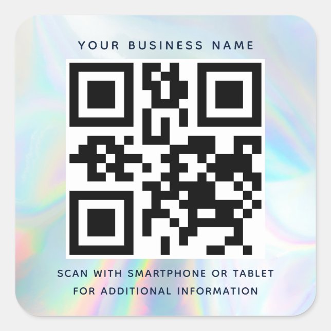 Moderne kontaktlose QR-Code-Geschäfte Quadratischer Aufkleber (Vorderseite)