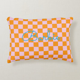 Moderne Kontrollkissen Pink Orange Blau NAME Prepp Dekokissen