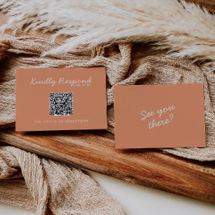 Moderne Koralle Whimsical Sommer QR-Code-Hochzeit RSVP Karte