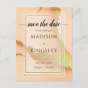 Moderne Korallen Abstrakt 💡 unikale Ölhochzeit Postkarte