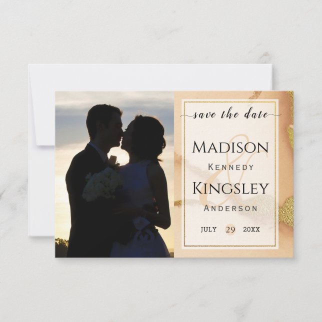 Moderne Korallen Abstrakt 💡 unikale Ölhochzeit Save The Date (Vorderseite)