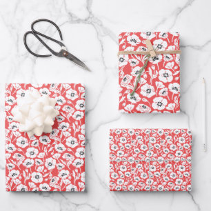 Moderne Korallenblumen Geschenkpapier Set