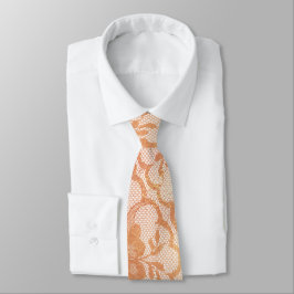 Moderne Korallenkoralle Peach Orange White Lace Krawatte