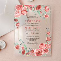 Moderne korallenrosa Rosen Florale Hochzeit
