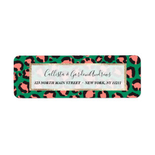 Moderne Korallenrosa Schwarzer Grüner Leopard Tier