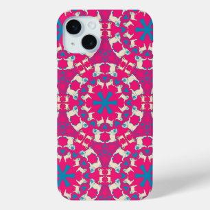Moderne Korallenrote Pug-Muster Case-Mate iPhone Hülle