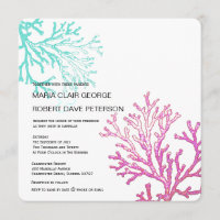 Moderne korallenrote Strand-Hochzeit in