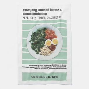 Moderne koreanische Lebensmittel Farbige Bibimbap Geschirrtuch