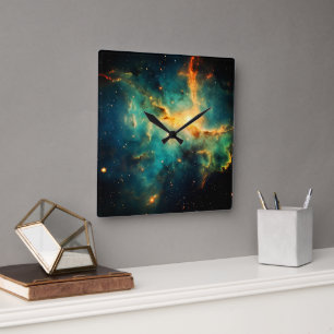 Moderne kosmische Galaxie Quadratische Wanduhr