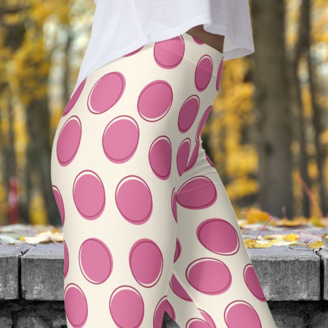 Moderne kosmische Latte White Polka Dot Muster Leggings (Polka Dot on Cosmic Latte White Leggings)